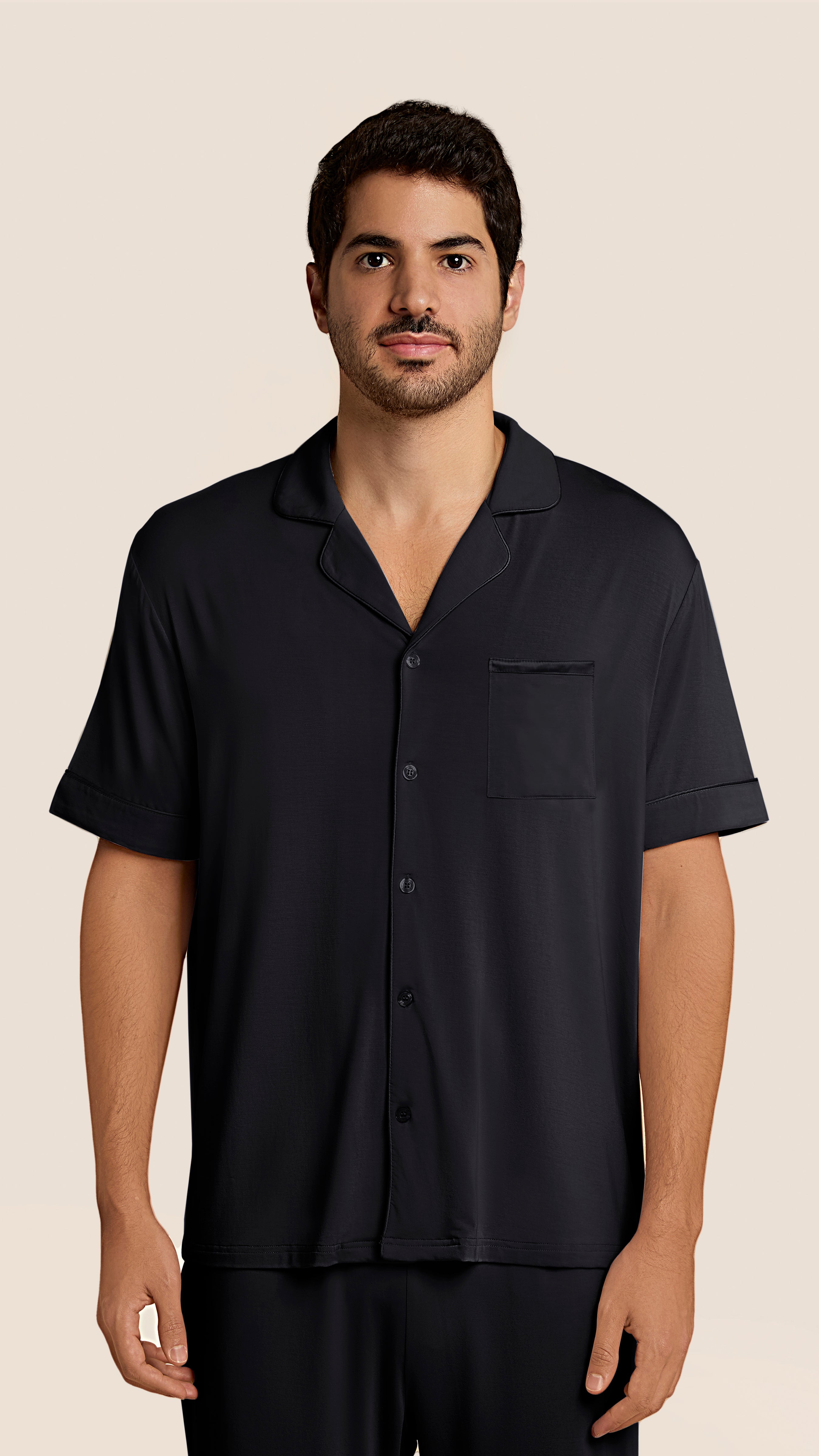 Allure Shirt Half Sleeve Men in Stralit Black Color | One of a Kin